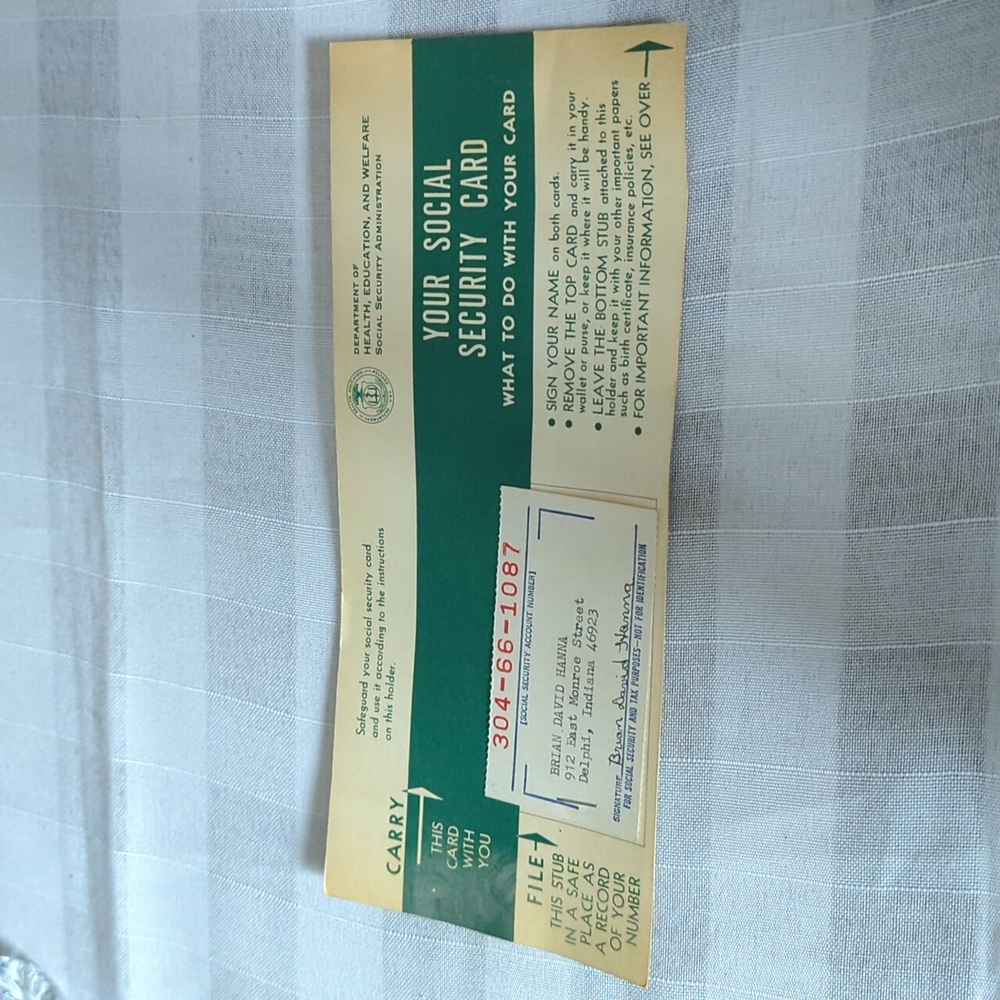 1968 social security card